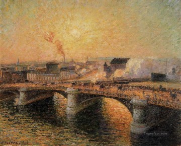 カミーユ・ピサロ Painting - ボワデュー橋 ルーアンの夕日 1896年 カミーユ・ピサロ